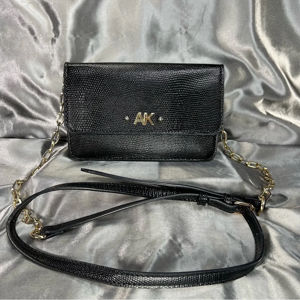 Anne Klein Crossbody Mini Bag Wallet‎ on a Chain IPhone Compartment Formal Black
