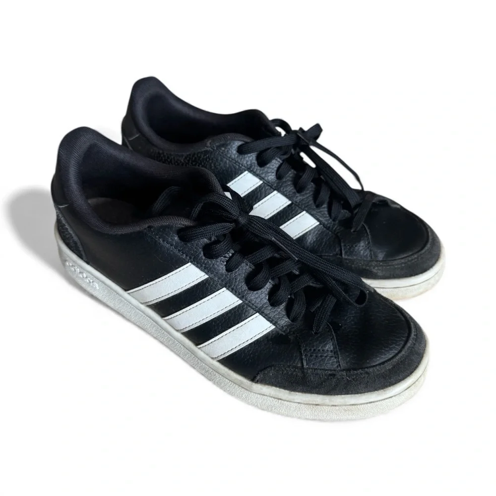 Adidas Classic 3-Stripe Low Top Leather Sneakers Retro Streetwear Black 10.5