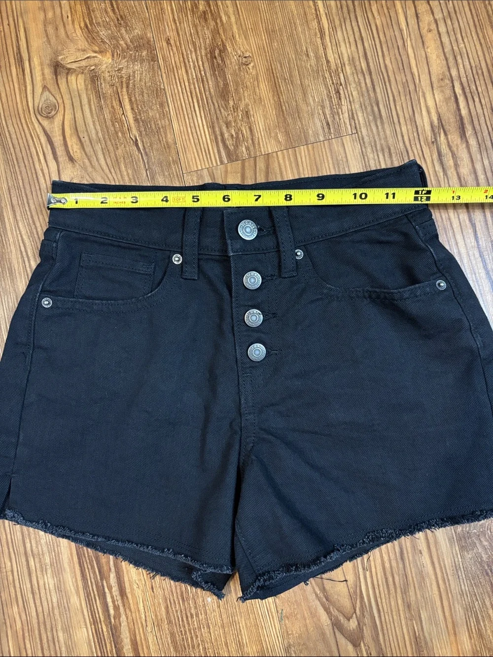 Old Navy Black Button-Front High-Rise Denim Shorts