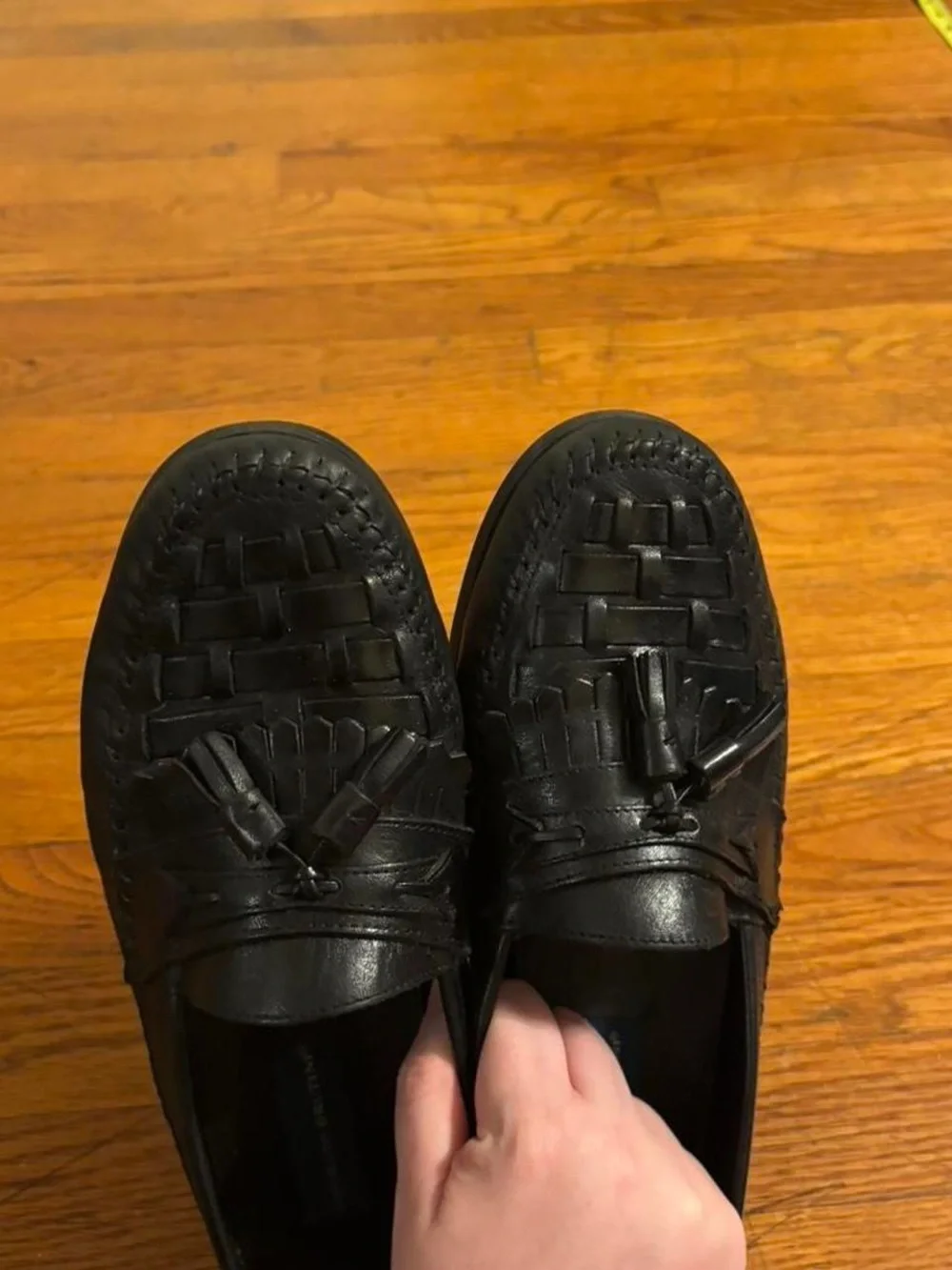 American Vintage Black Woven Tassel Slip-On Loafers