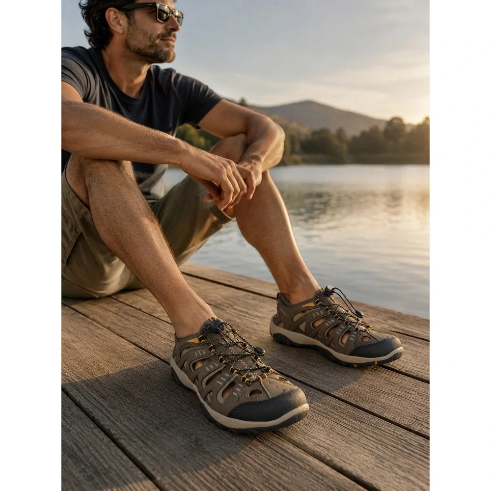 Eddie Bauer Men's Bungee Lace Eastport  Water Shoe Sandal Sz 10  凸    Closed Toe