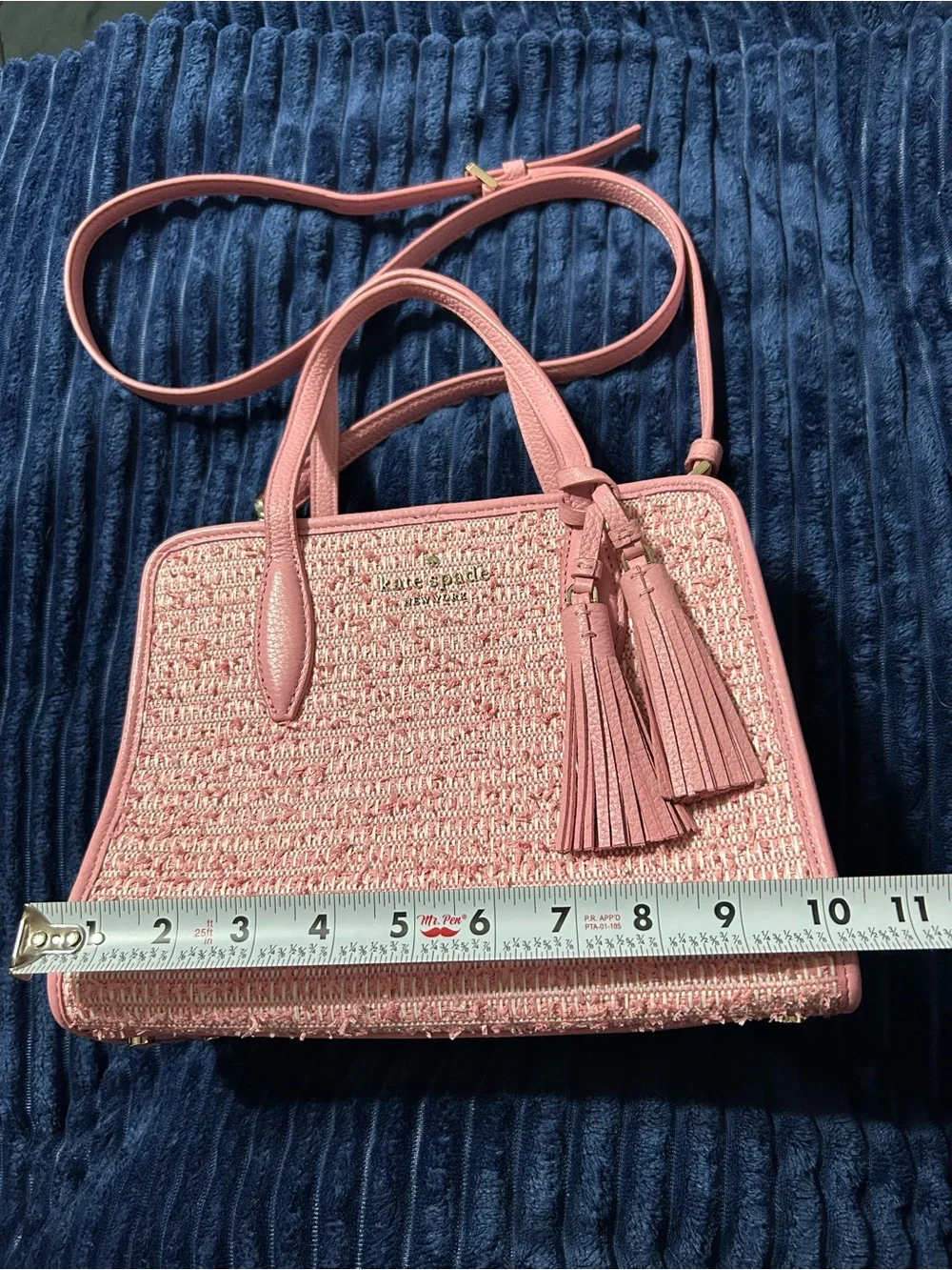 Kate Spade Pink Textured Shoulder Bag with Tassel
