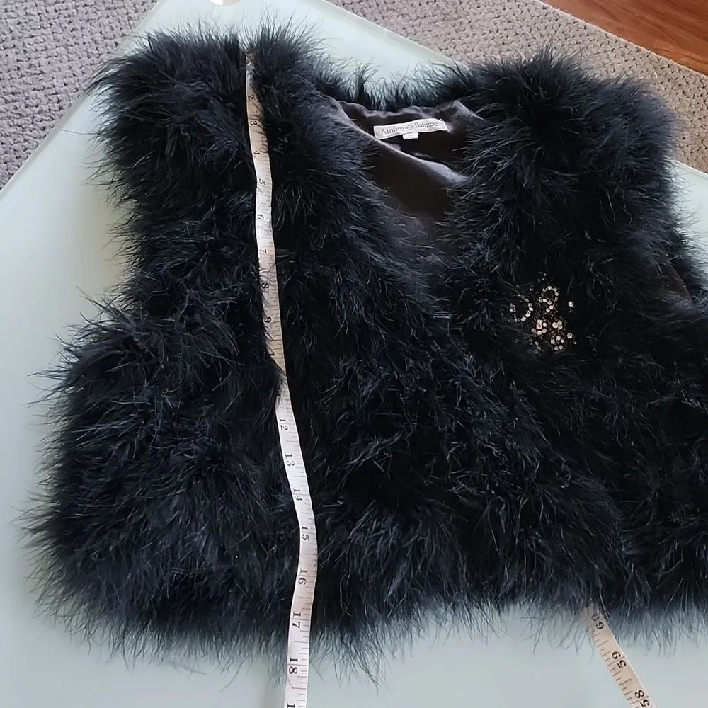 Ambre Babzoe 100%Turkey  Down Jeweled Feathered Mob Wife Witchy Avant Garde Vest