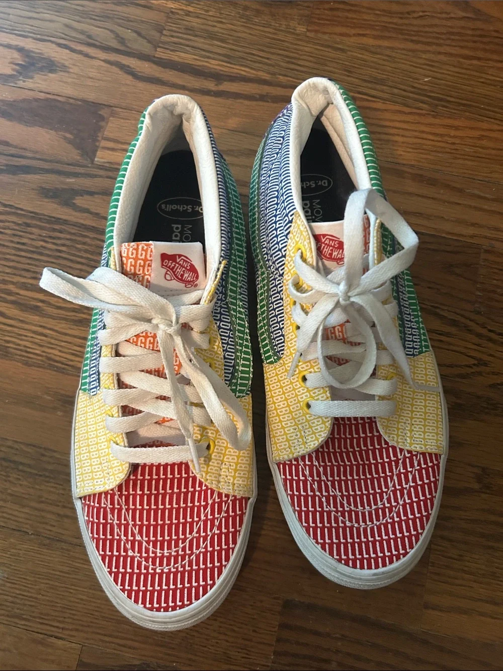 Vans Multicolor Patchwork Low Top Sneakers - Red, Yellow, Green, Blue