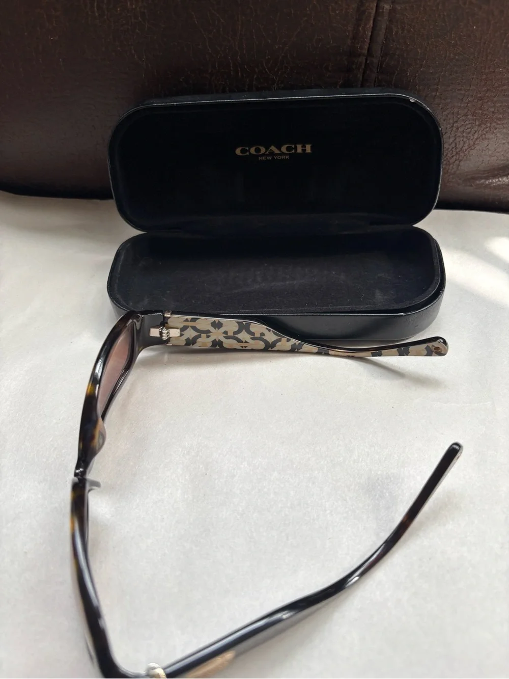 Coach Tortoiseshell Sunglasses with Gold Logo Detail