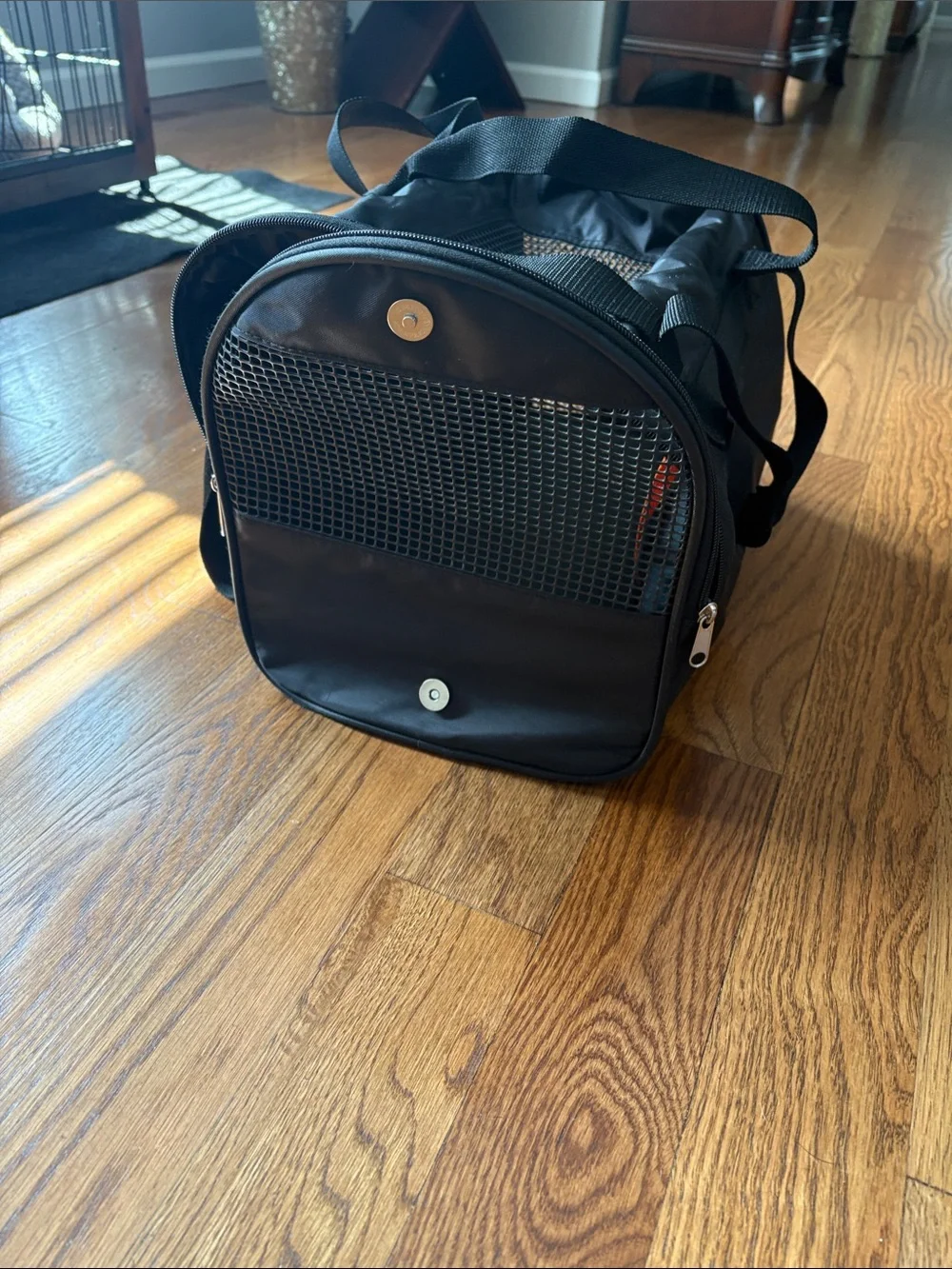 Black Pet Carrier Tote with Mesh Ventilation