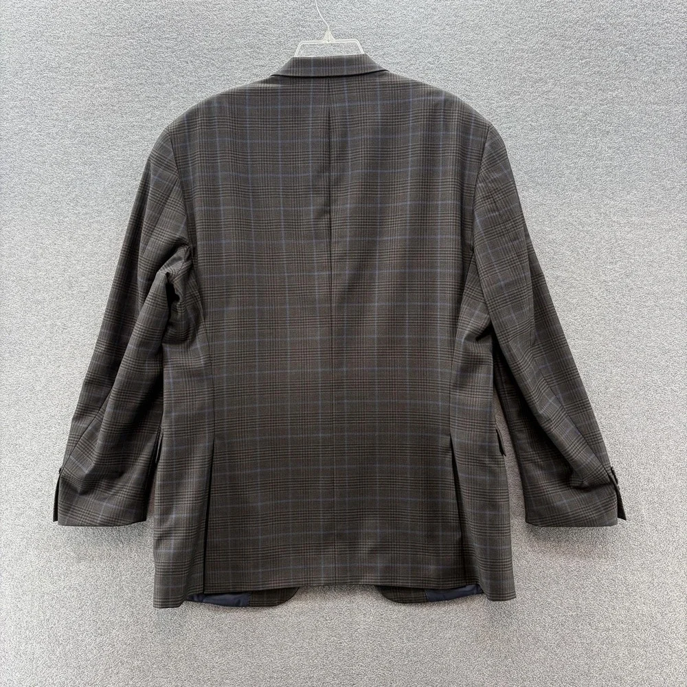 Peter Millar Blazer Mens 46T Gray Blue Plaid Wool Sport Coat Jacket Made Canada