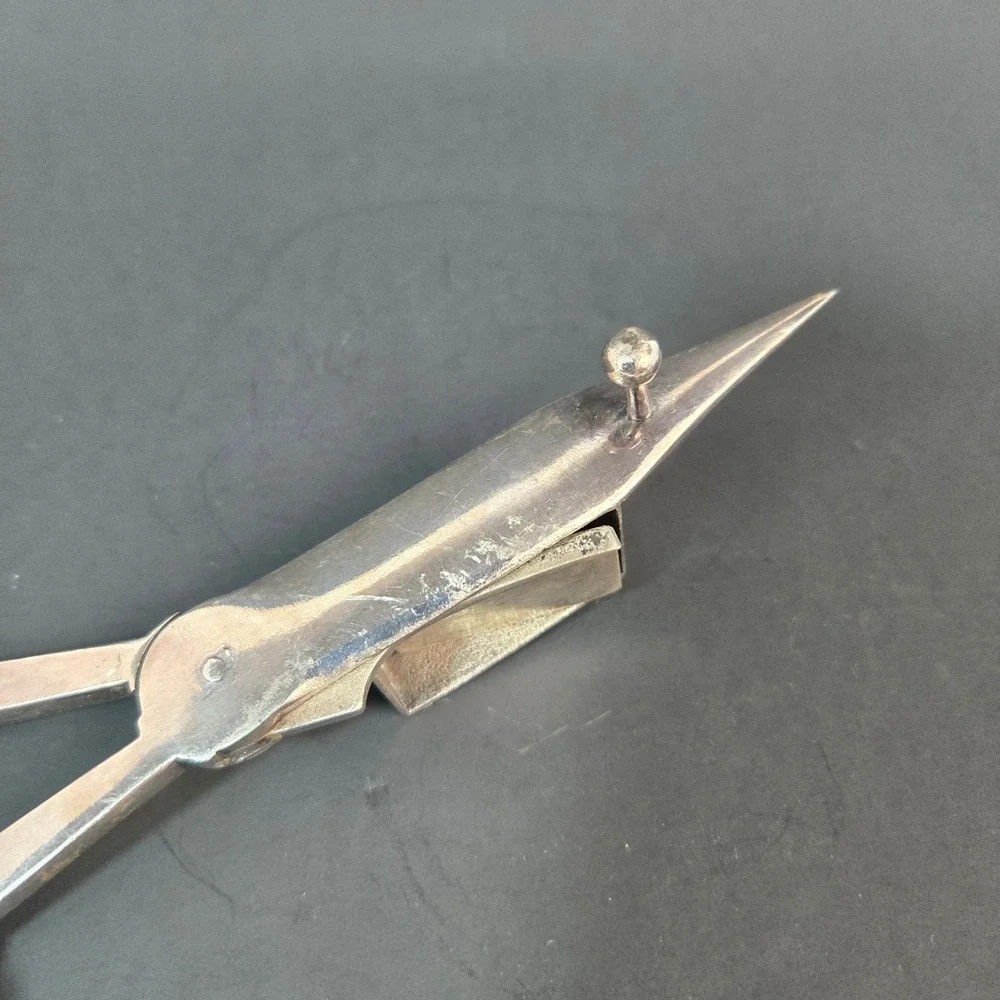 Antique Silver Tone Candle Snuffer Wick Trimmer Scissor Ornate Floral Victorian