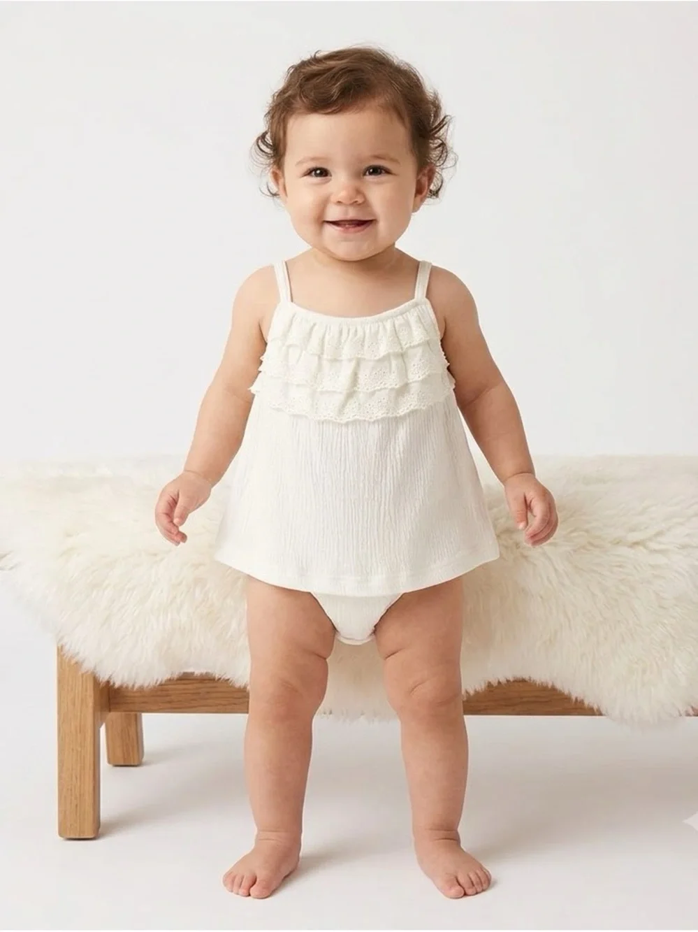 Carter's White Baby Girl Ruffle Tank Dress