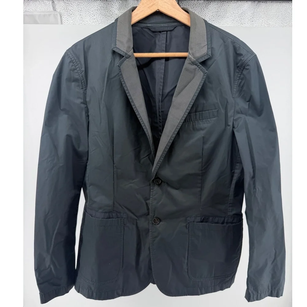 AllSaints Mens Italian Cloth Blazer Jacket Black Size 38 2 Button Sport Coat 803