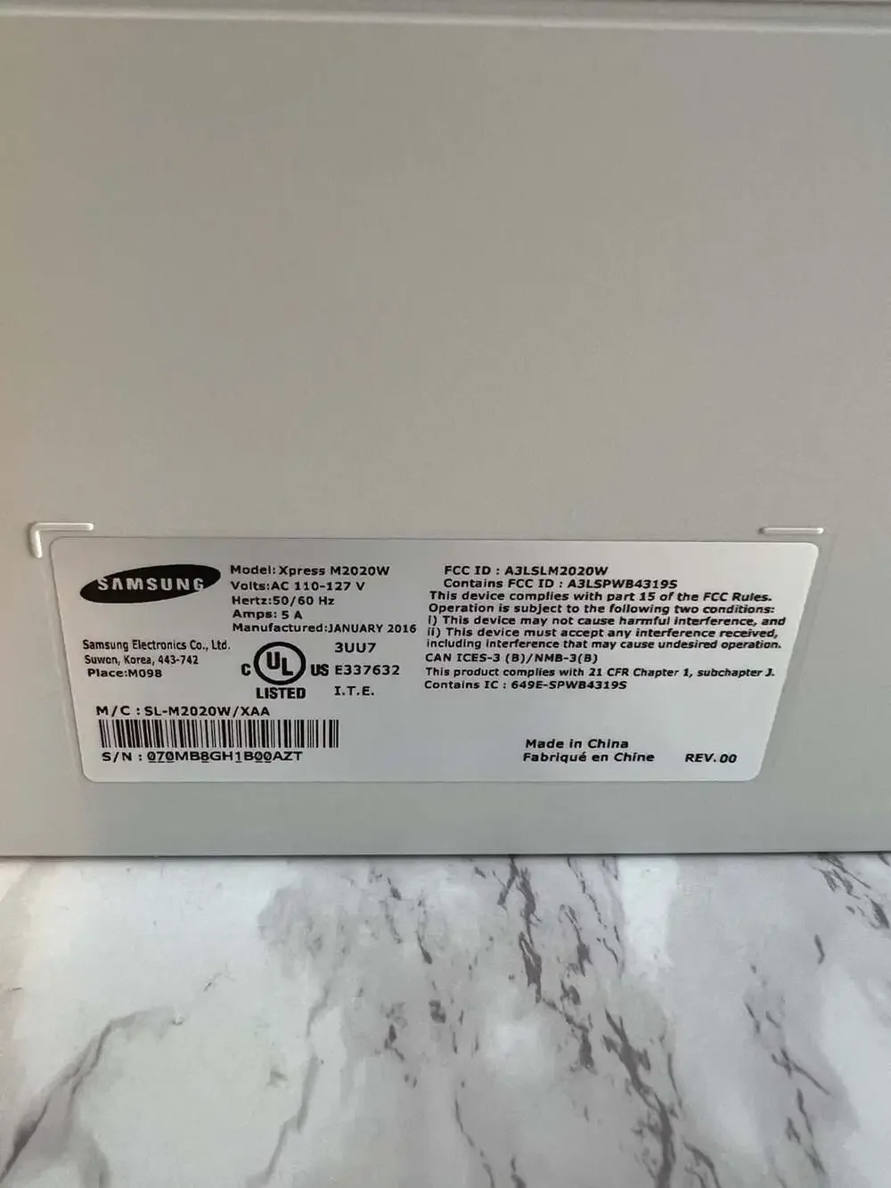 Samsung xpress m2020w