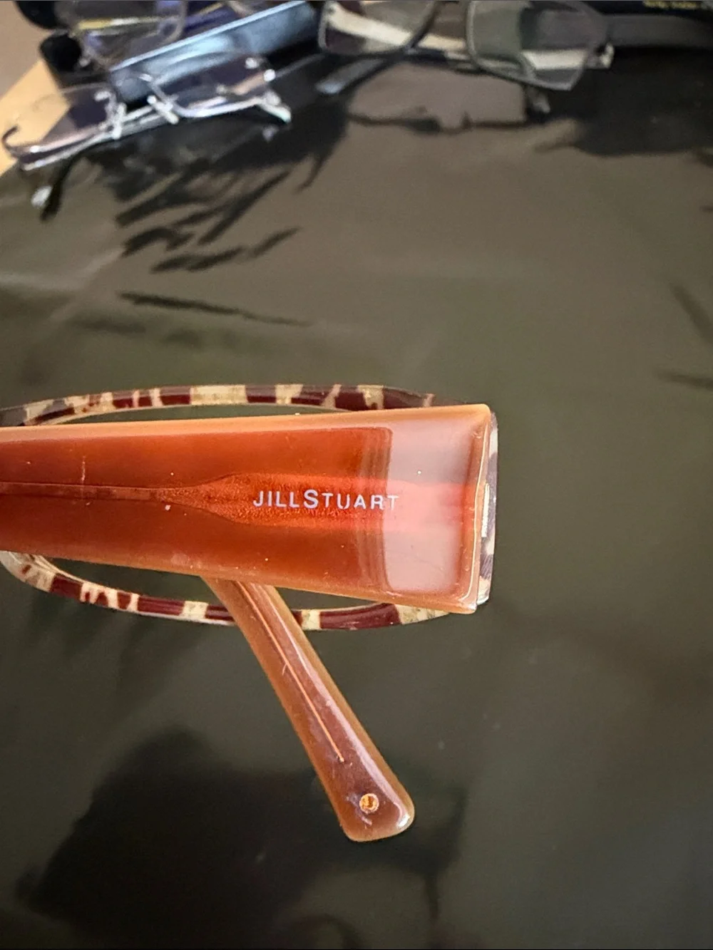 Jill Stuart Brown Rectangular Tortoiseshell Reading Glasses
