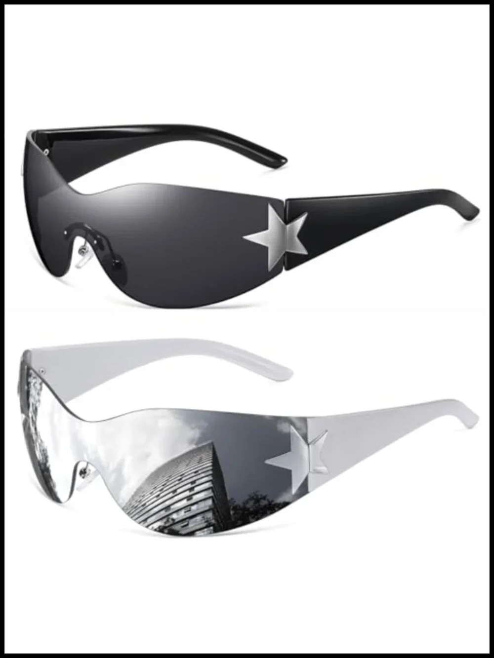 Y2K Wrap Around Oversized Frameless Sunglasses UV400