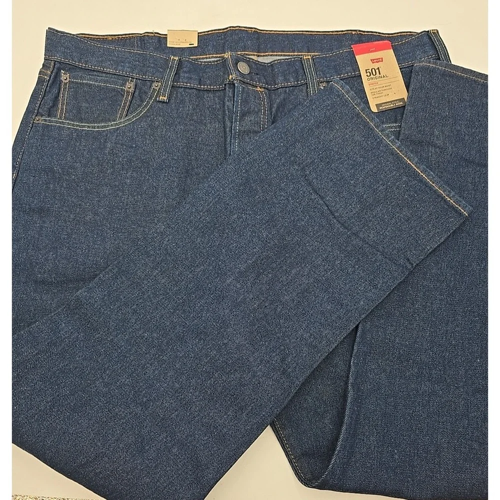 NEW Levi's Men's 501 Original Stretch Straight Leg sits at waist Jean Dark 40x30