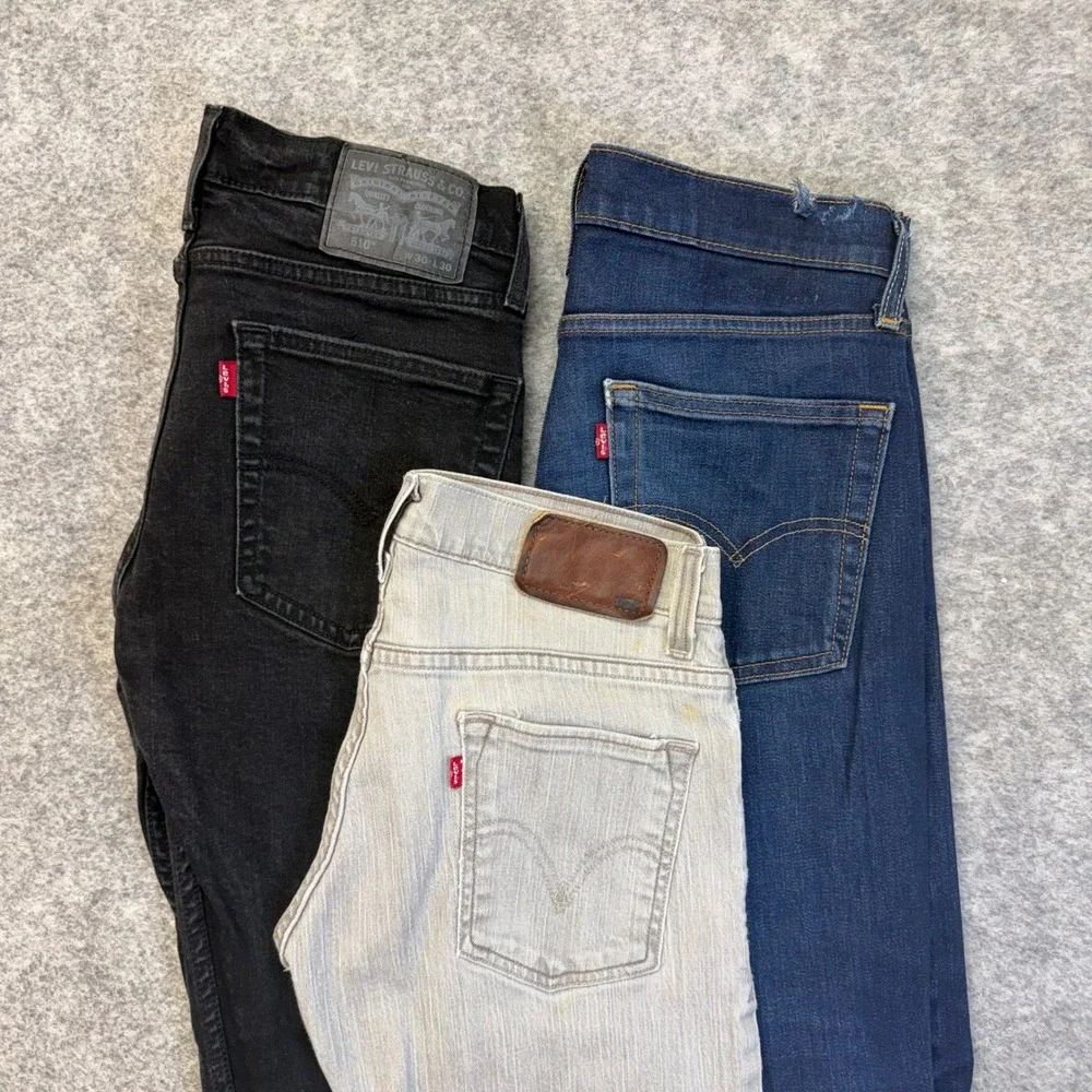 Lot of 3 Levi's 510 511 Skinny Jeans Mens 30x30 Black Blue Gray Denim Work Pants