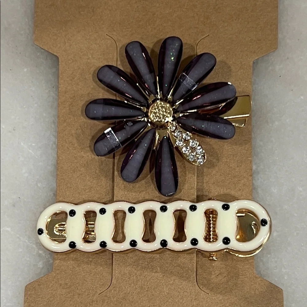 Chic Floral and Cream Hair Clip Duo