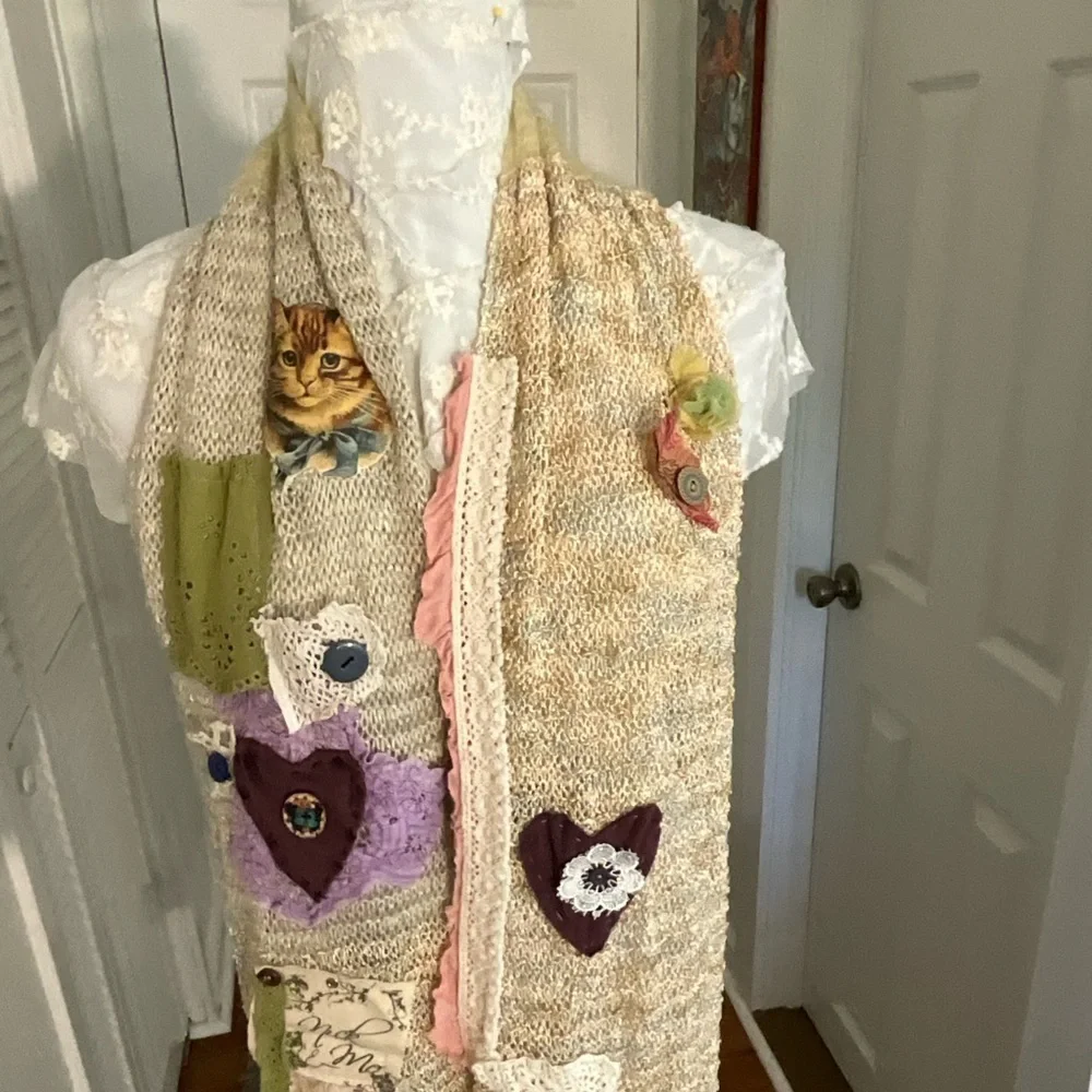 Artisan Patchwork Textile Art Scarf