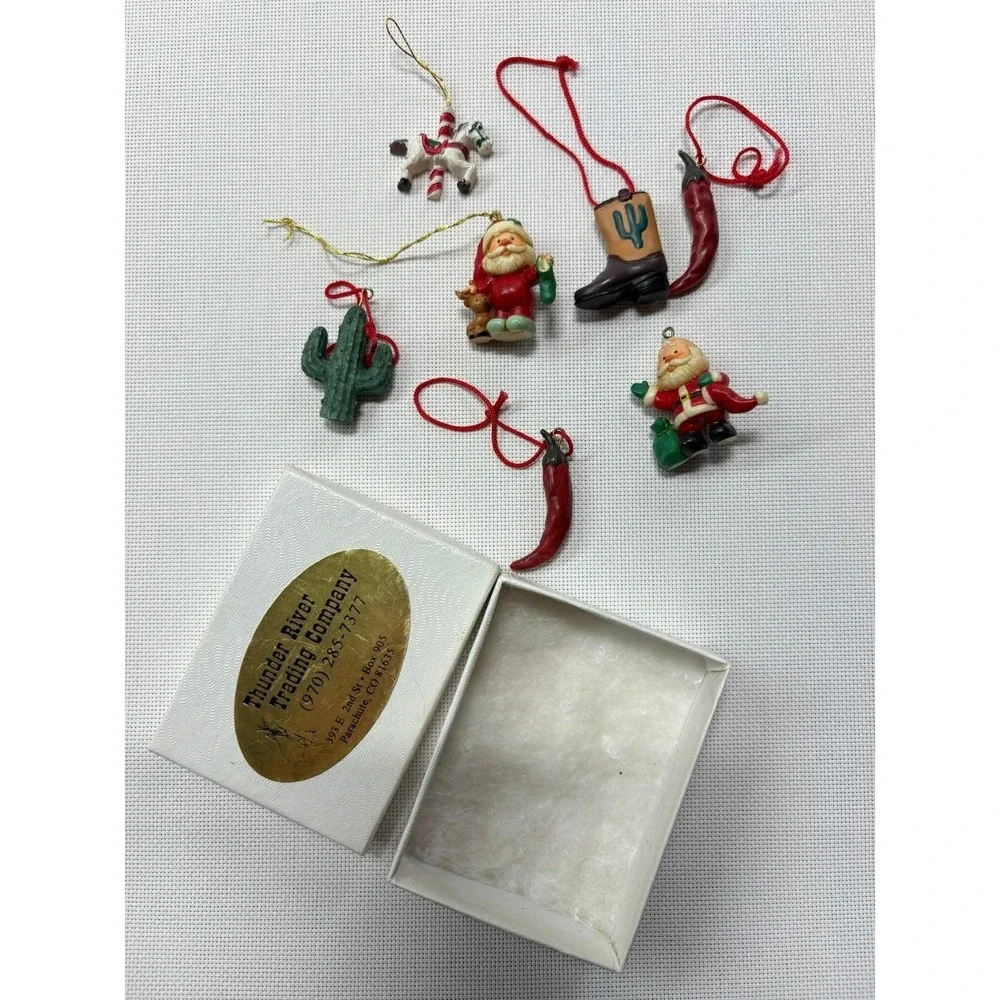 Vintage Southwestern Mini Christmas‎ Ornaments Set w/ Box Thunder River