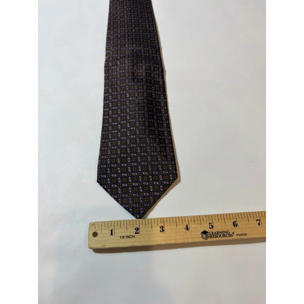 Massimo Bizzochi Silk Tie Italy Brown Blue Geometric Luxury Classic
