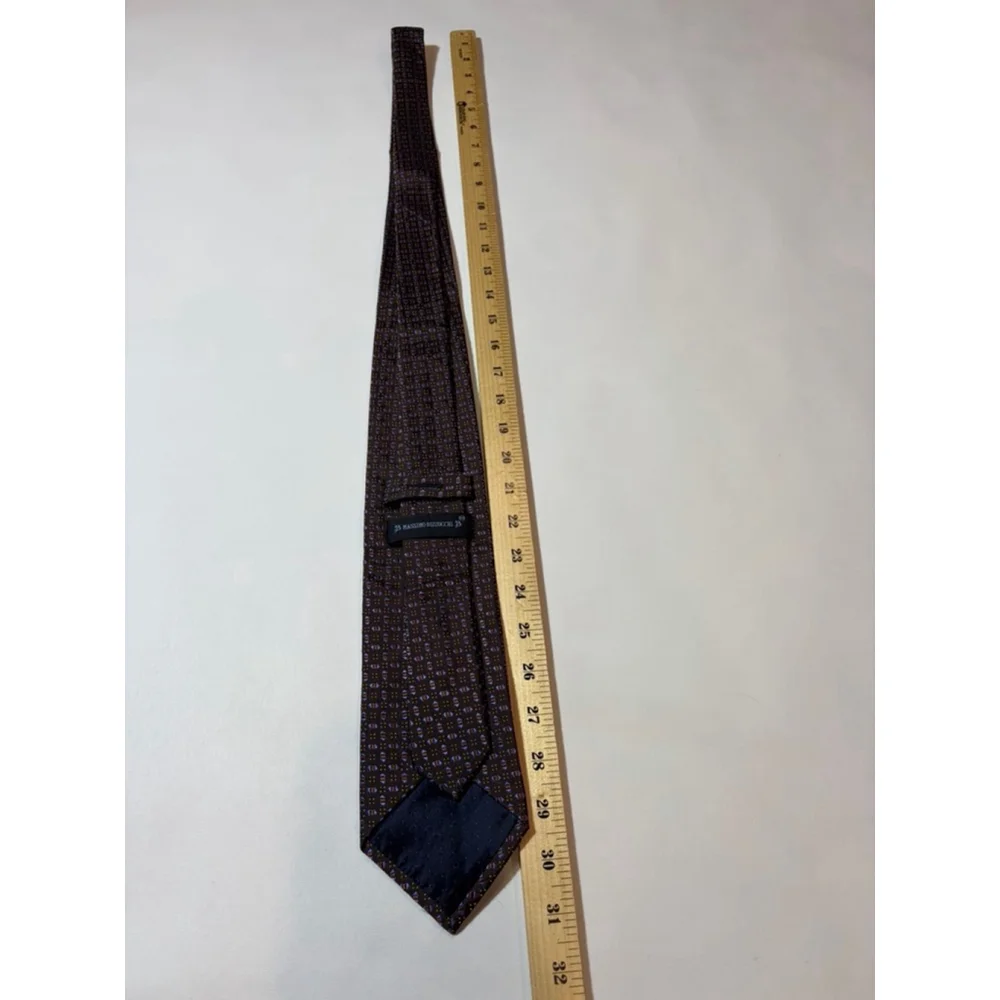 Massimo Bizzochi Silk Tie Italy Brown Blue Geometric Luxury Classic