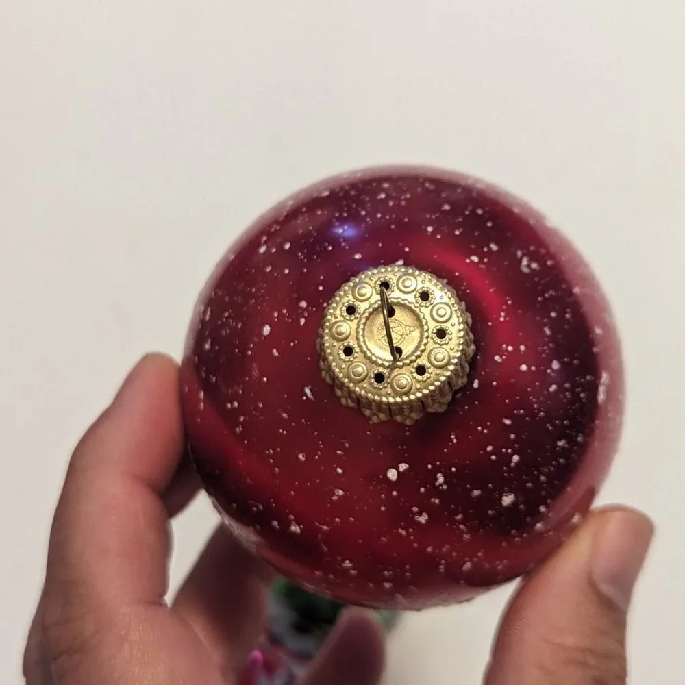 Vintage Mercury Glass Stenciled Snowflake Christmas Holiday Ornament‎ Glitter