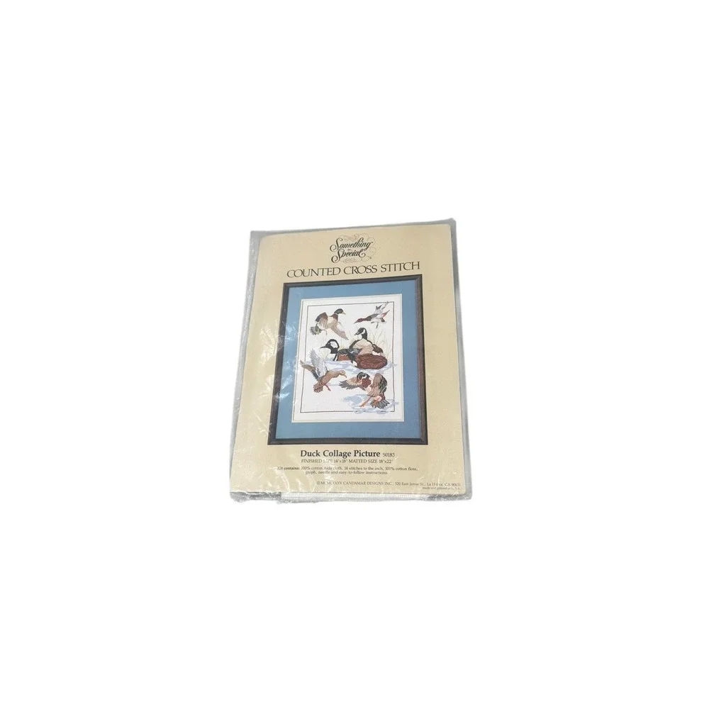 VINTAGE Something Special COUNTED CROSS STITCH DUCK COLLAGE PICTURE