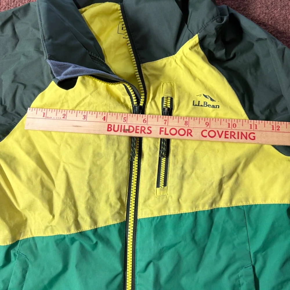 B+ LL Bean Kids Green Yellow Colorblock Rain Jacket Shell Size 6X/7 518230