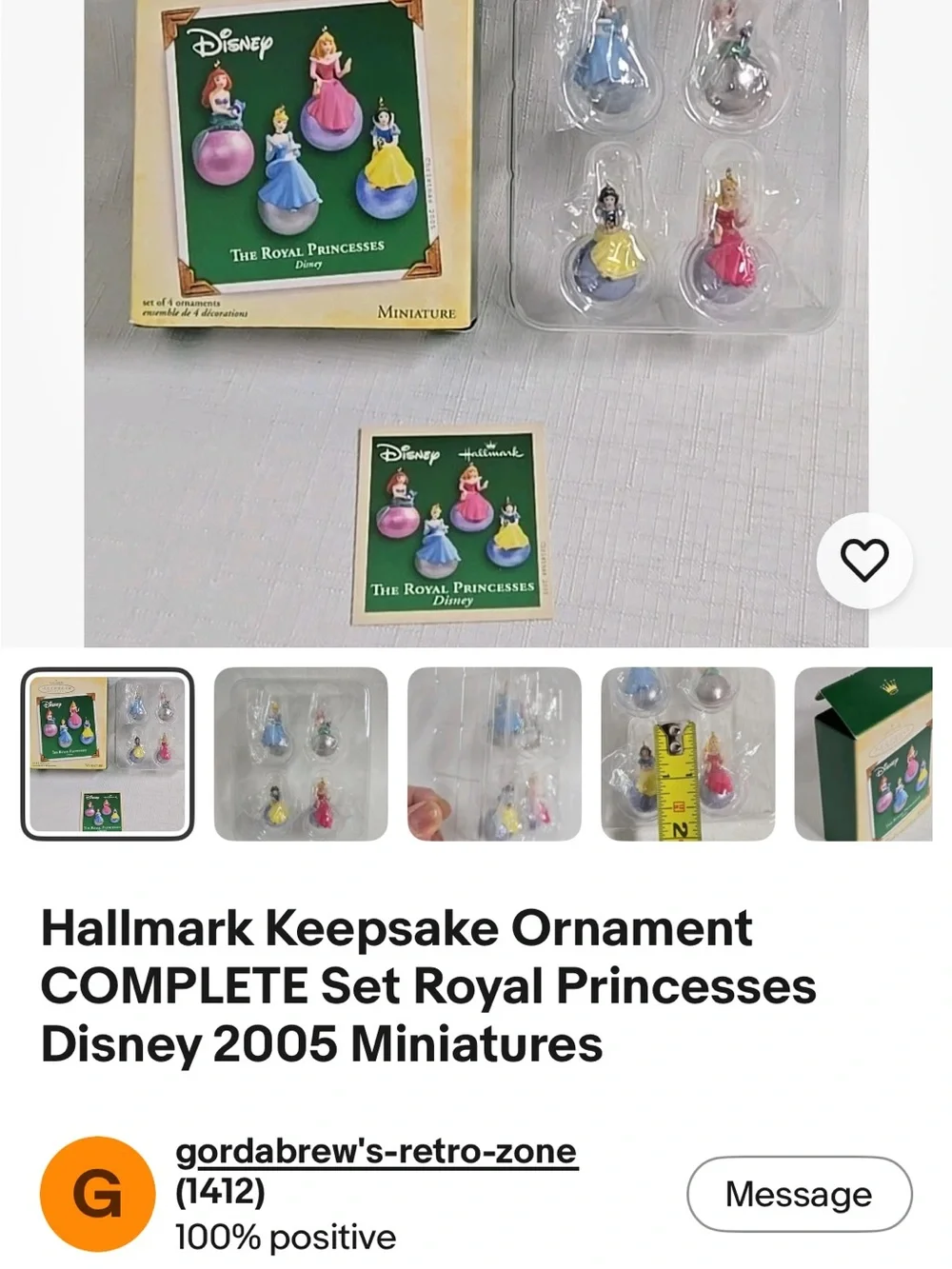 Hallmark 2005  mini ornaments  Perfect for earrings  Disney Princess
