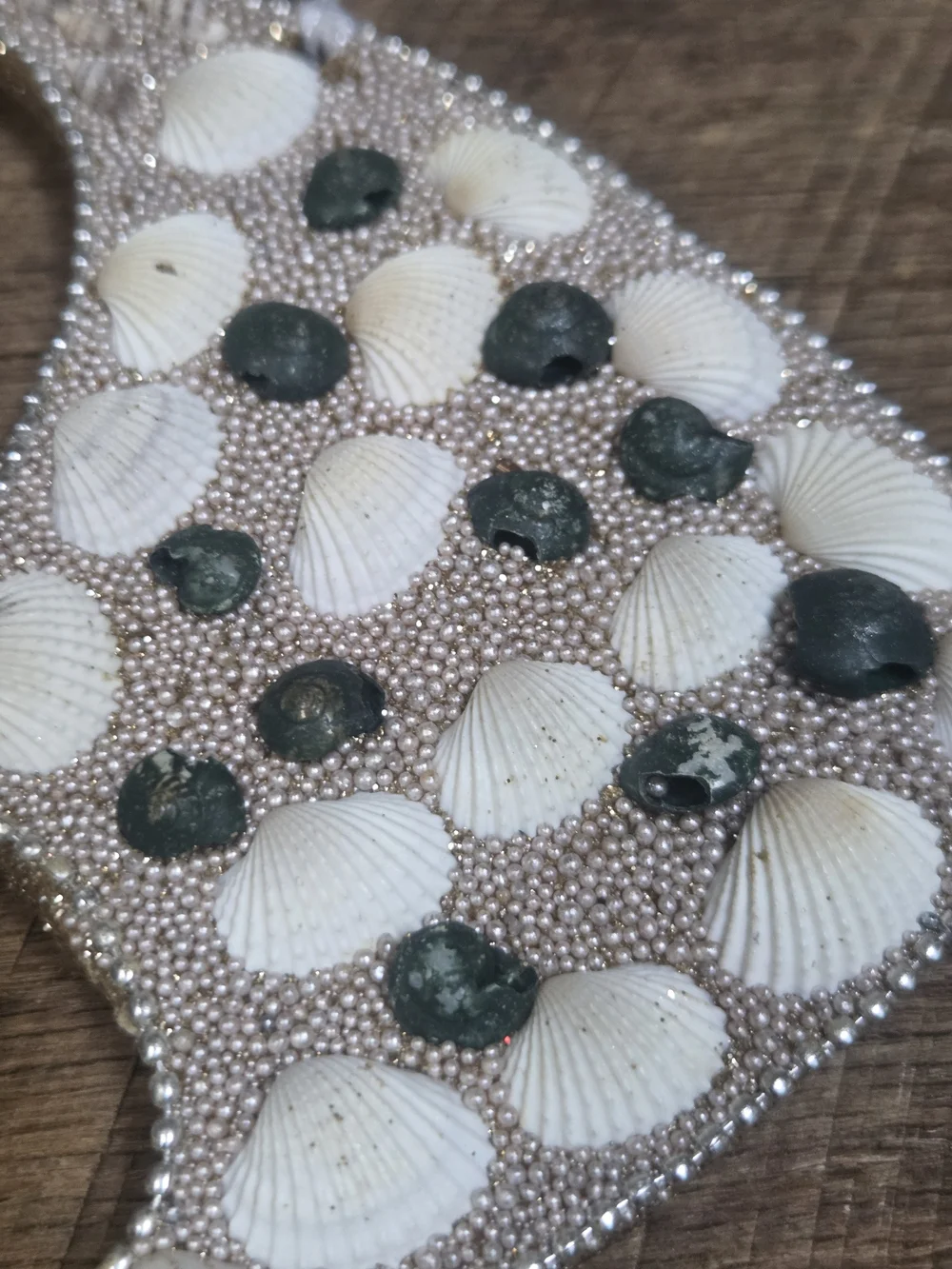Seashell Fish Hanging Ornament - White & Green Accent
