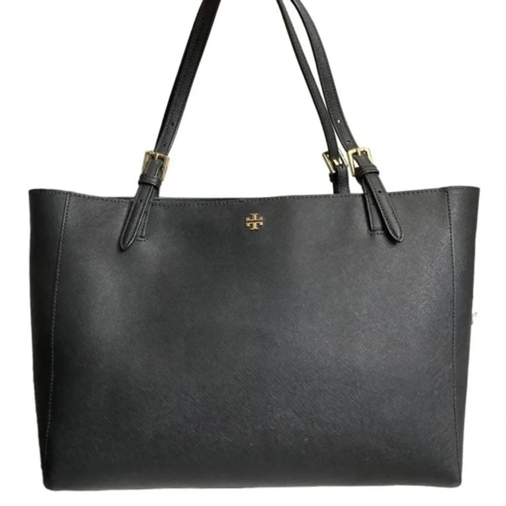 Tory Burch black saffiano leather laptop tote bag