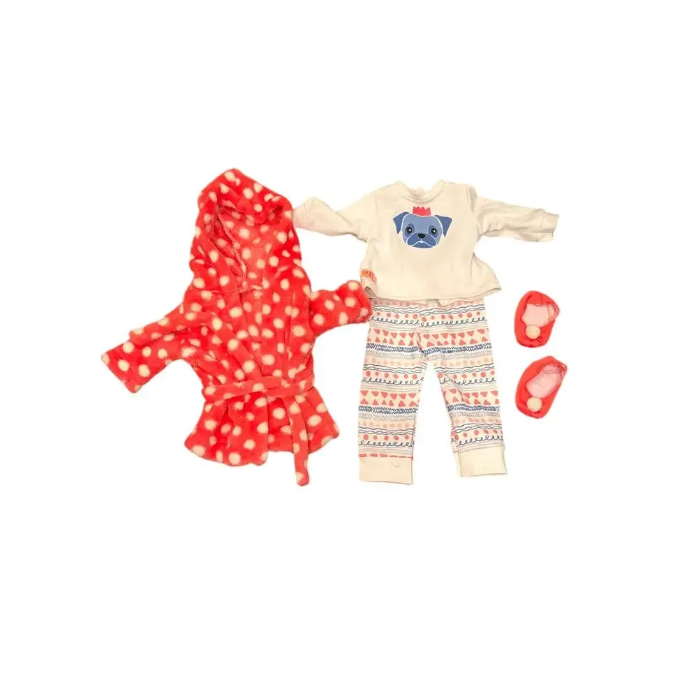 Our Generation Snuggle Up Set for 18 Inch Doll Pajamas Robe Slippers Pug