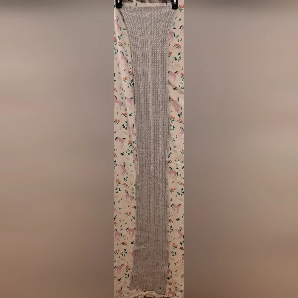EUC Y2K Tommy Hilfiger Grey Alpaca Knit Neutral Casual Boho Prep Scarf Wrap