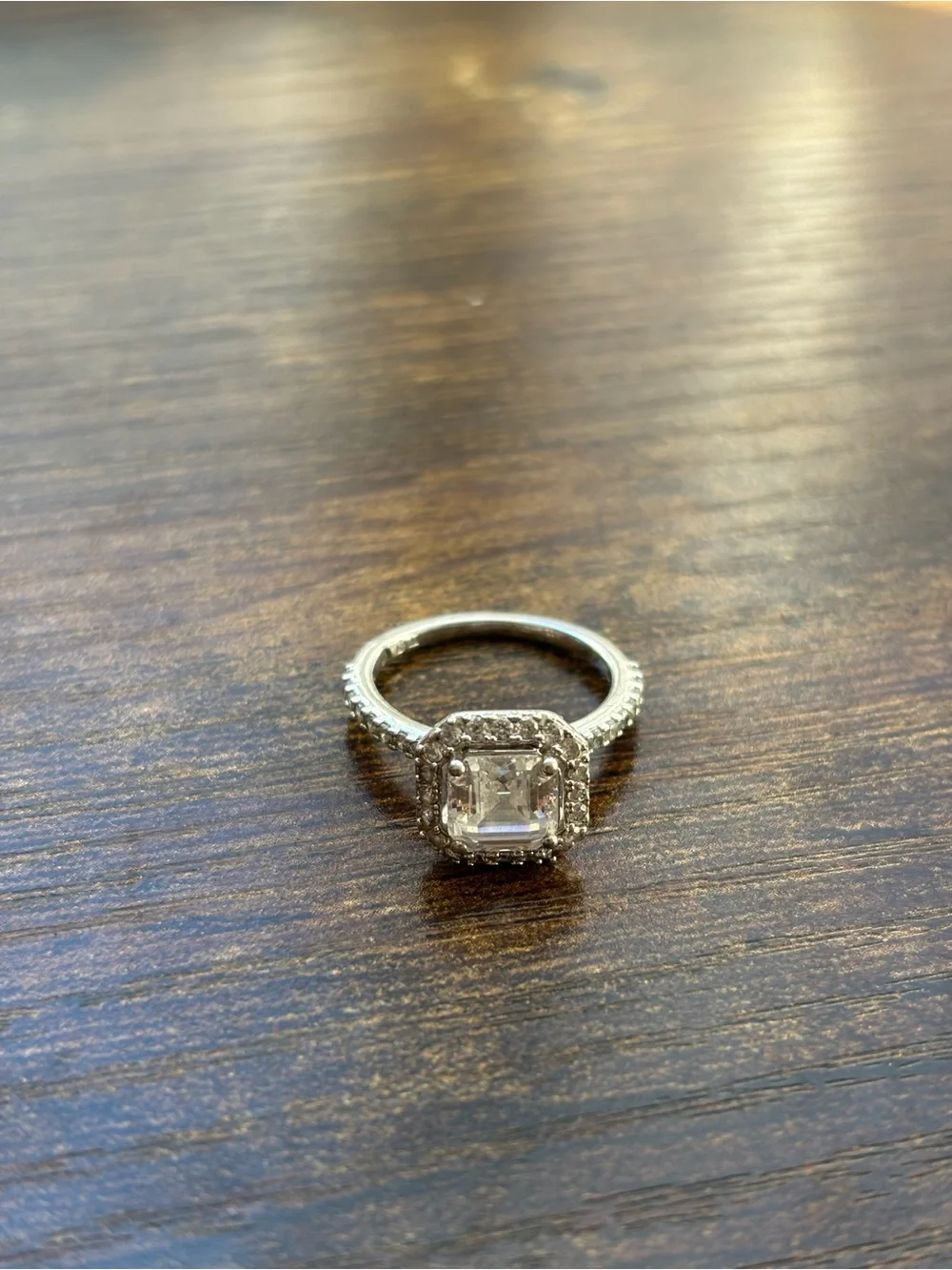 Nadri Silver Ring with Clear Center Stone and Halo