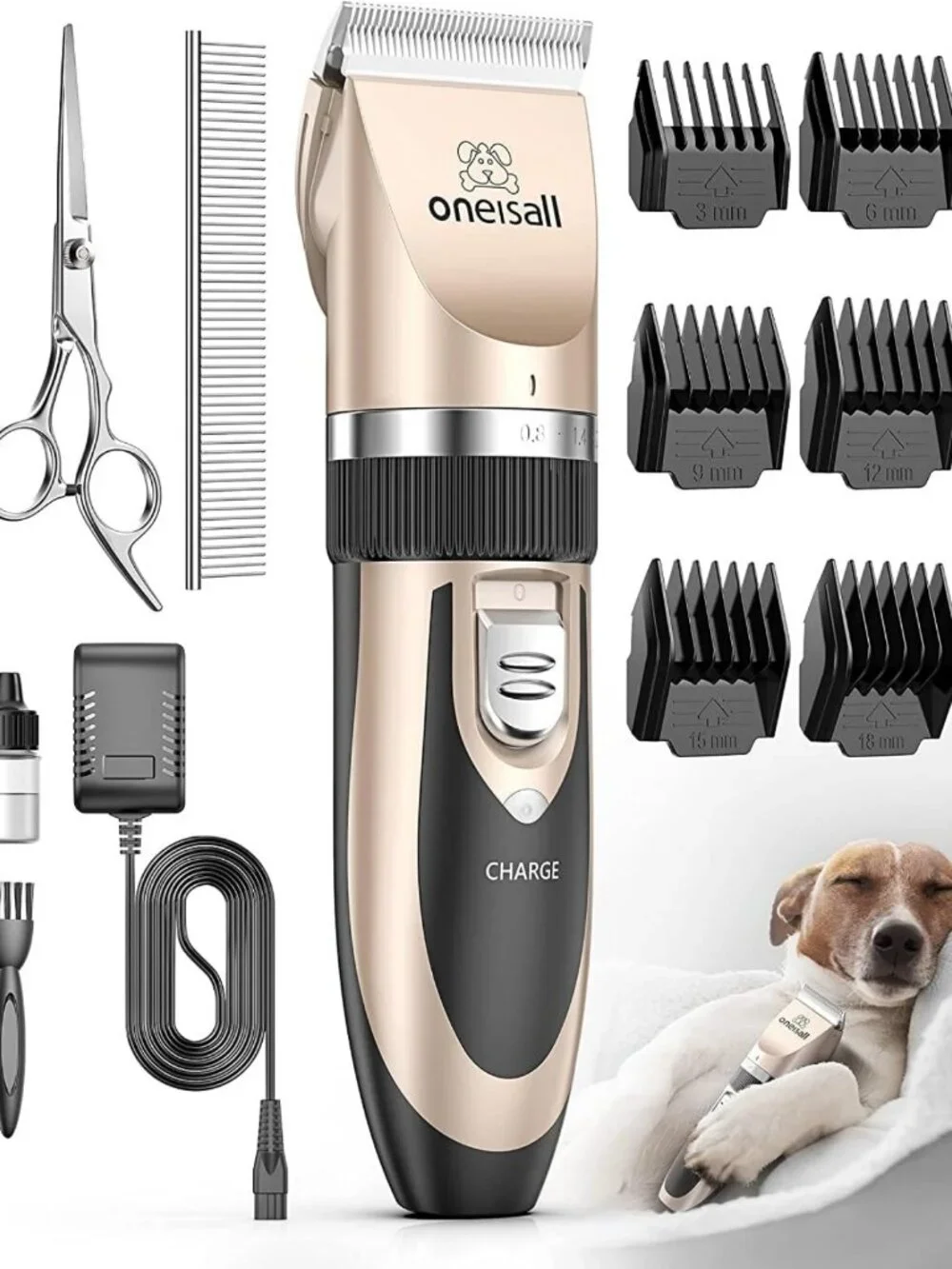 Low Noise Dog Clippers & Grooming Kit - Cordless Electric Pet Shaver Set