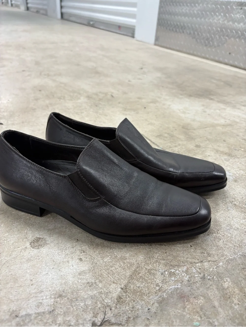Bruno Magli PITTO Men’s Black Leather Slip-On Loafer US 7 Square Toe Rubber