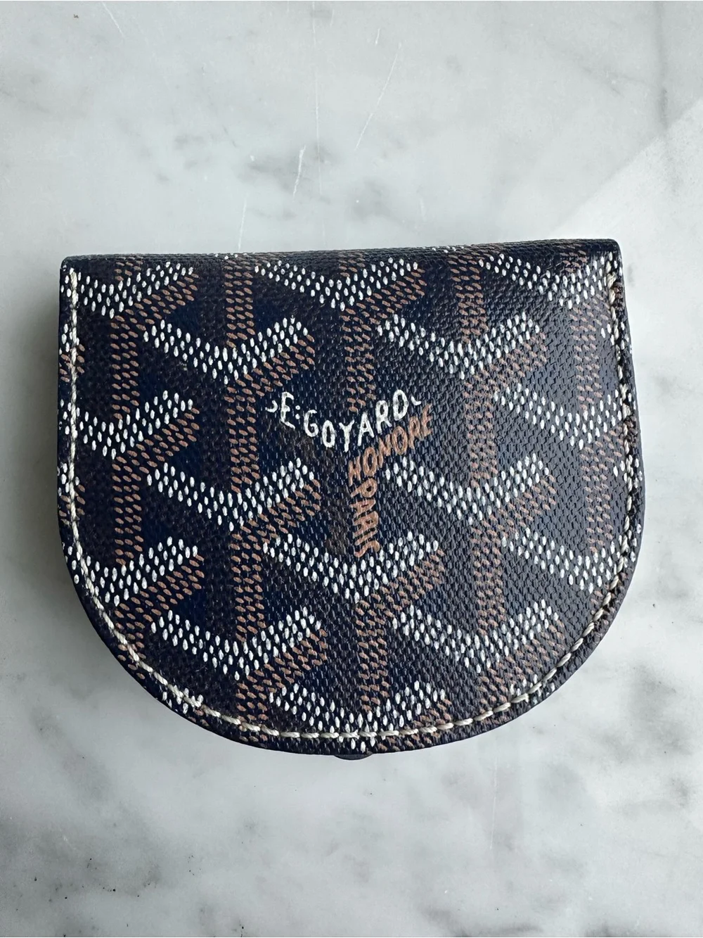 Goyard Raspail Coin Case Black Goyardine Canvas Wallet Pouch Made in France