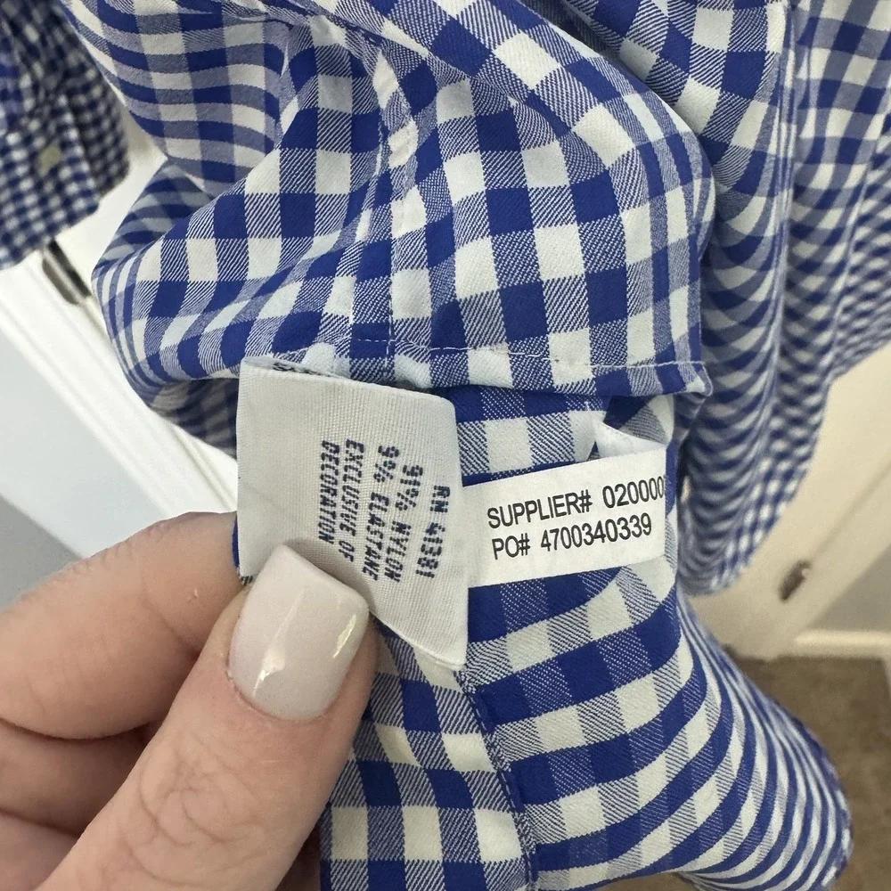 Polo Ralph Lauren Shirt Mens Small Blue Gingham Performance Stretch‎ Pony