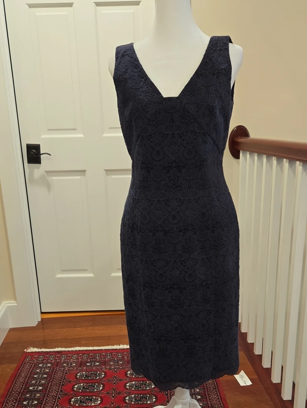 Tory Burch Navy Lace Midi Sheath Dress