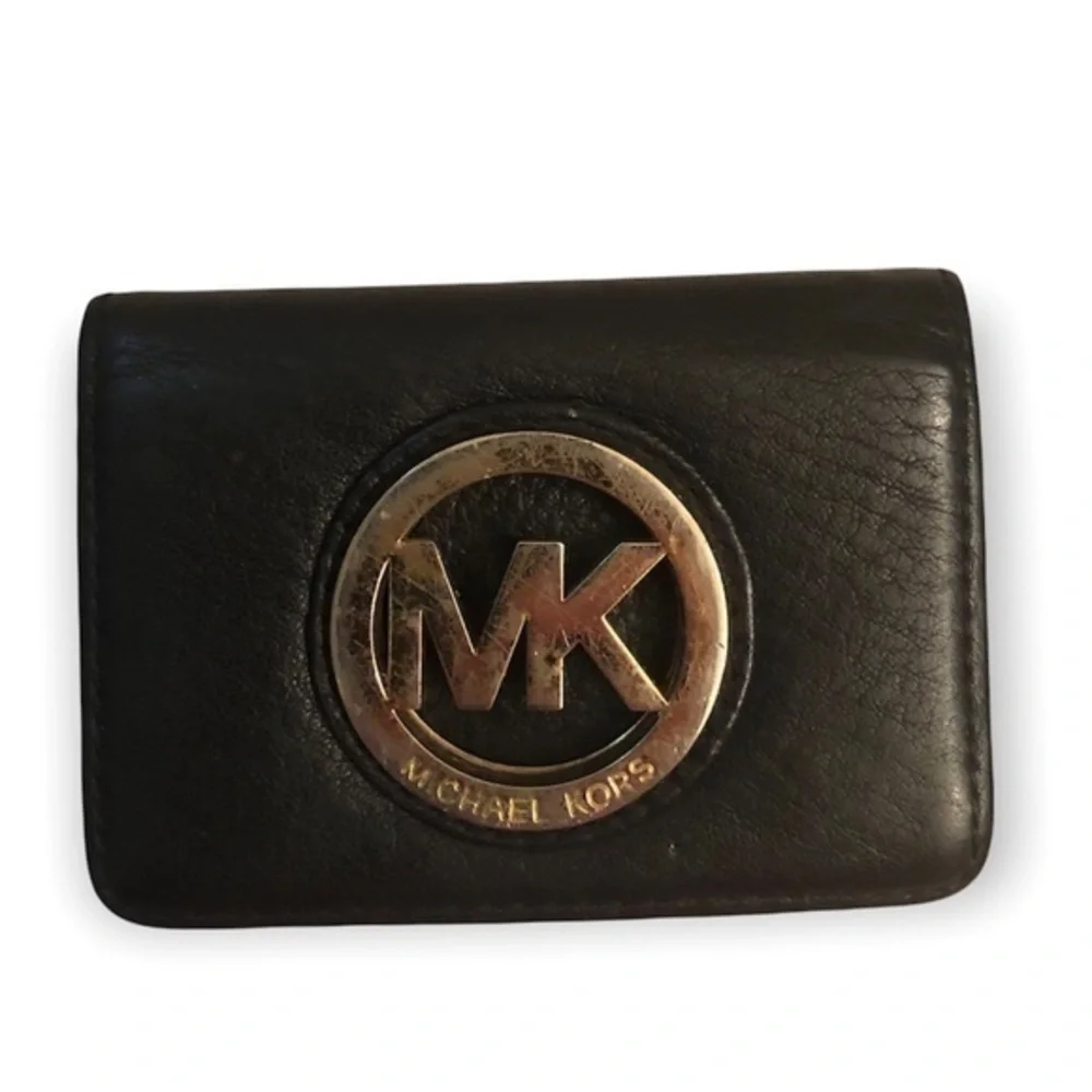 Michael kors black mk logo mini card case