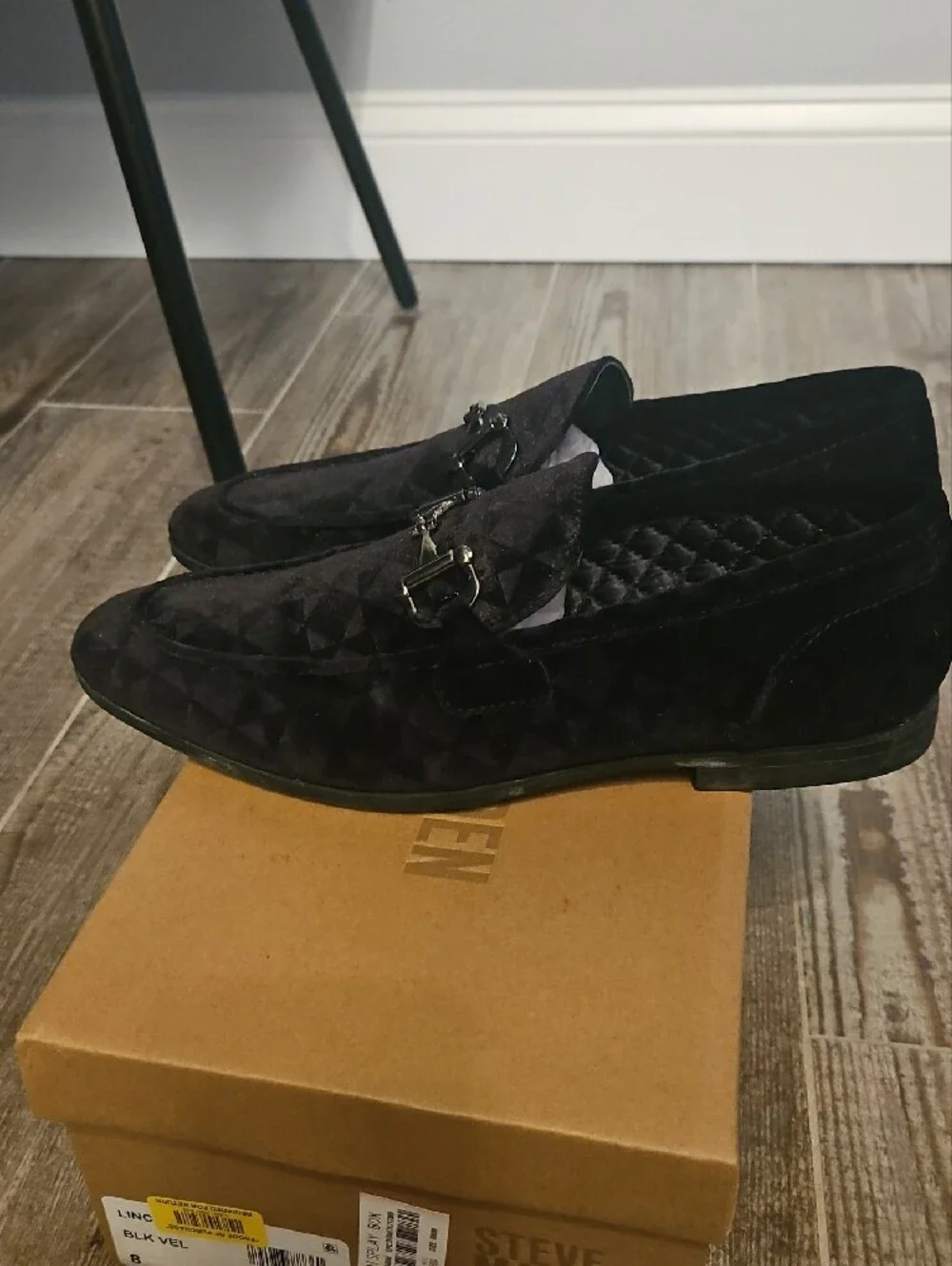 Mens Steve Madden Black Suede Bit-Detail Loafers