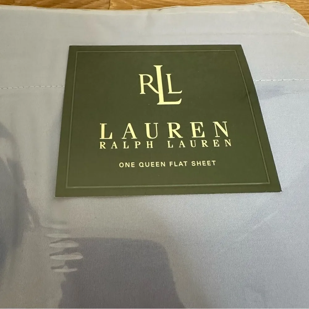 NWT Lauren Ralph Lauren Blue 100% Cotton  250 Thread Count Flat Sheet