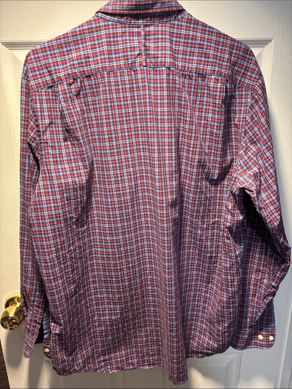 Banana Republic Red and Blue Plaid Button-Down Shirt