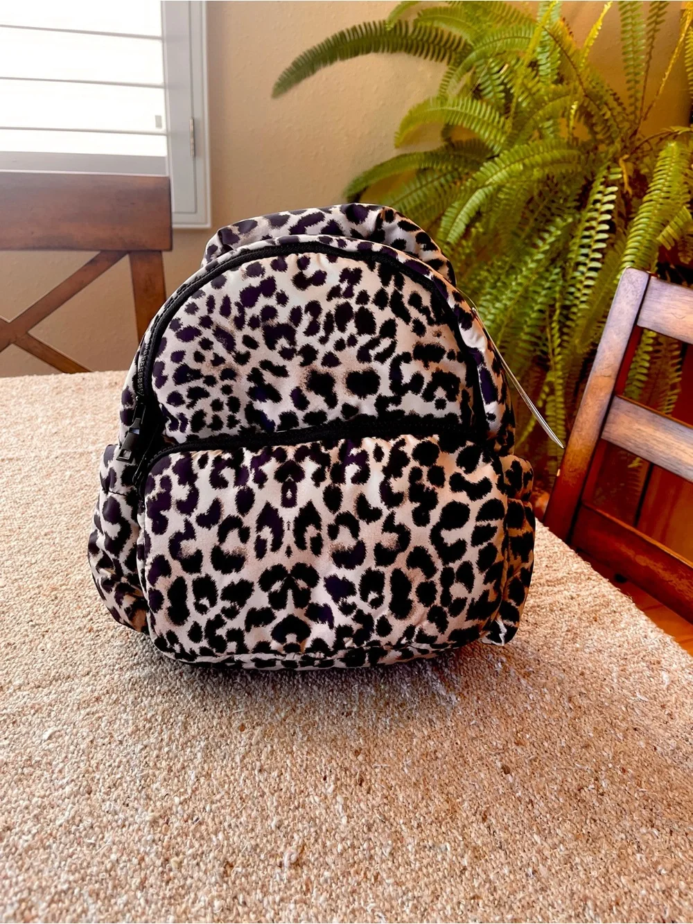 Leopard Print Mini Backpack - Black & Tan