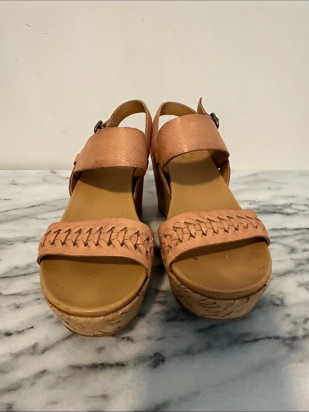 Kork Ease Women's Tan Woven Cork Wedge Sandals size 7M