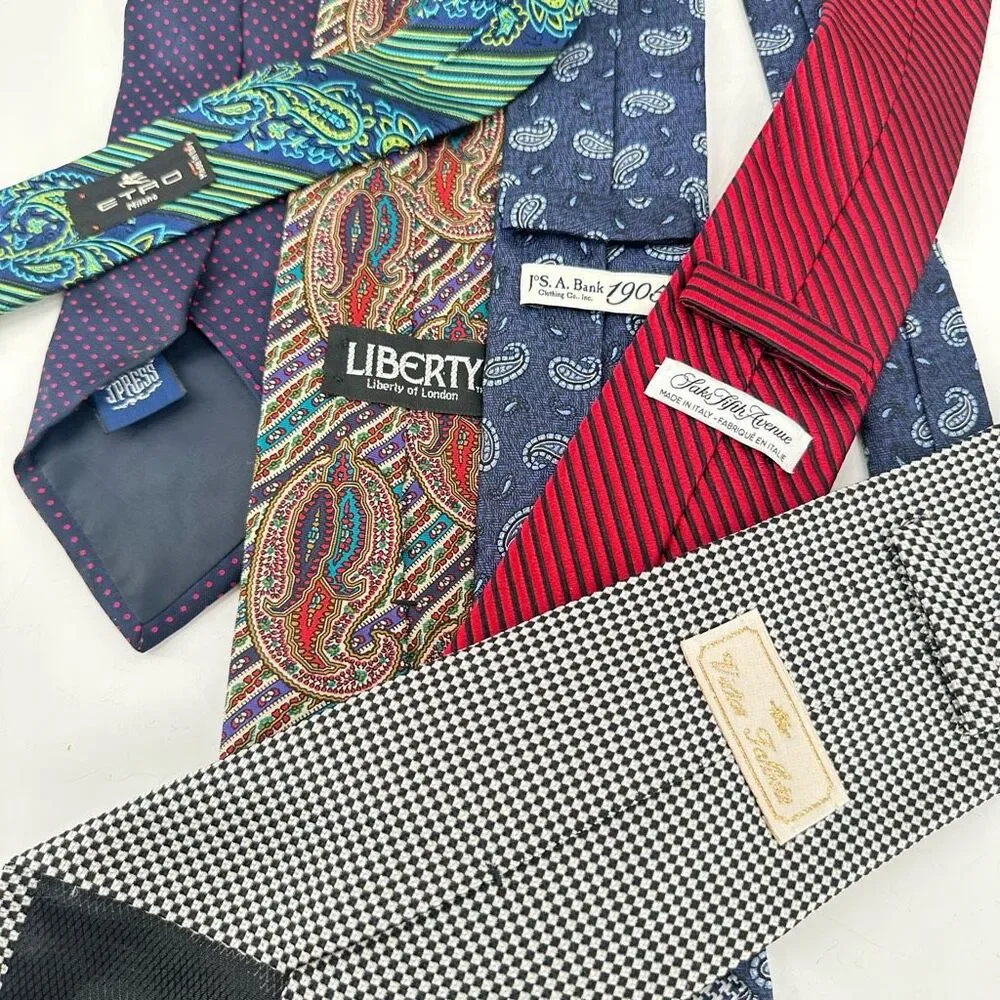 Vintage Silk Tie Lot of 6‎ Ties Etro Liberty Saks Fifth Avenue Jos A Banks 1905