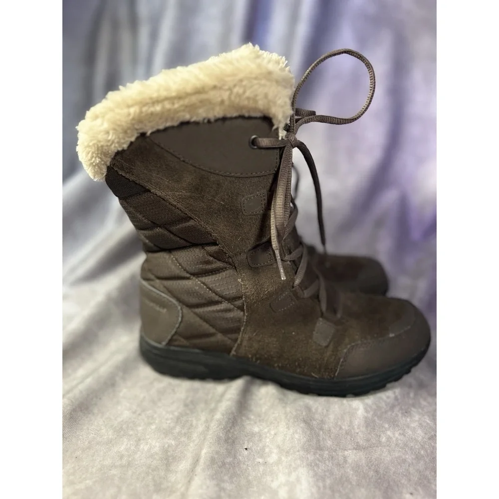 Columbia Women's Waterproof Faux Fur Quilted Brown Snow Boots US 9 BL1581-232