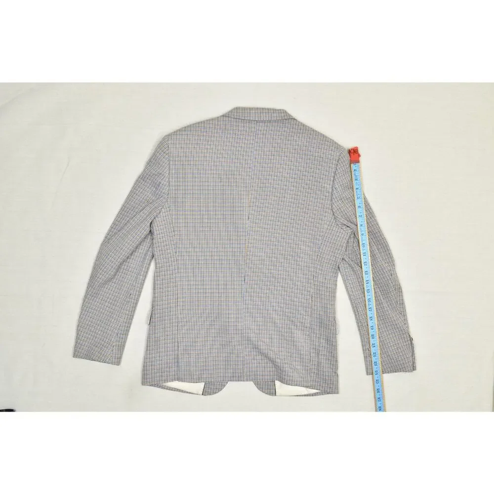 Berragamo Collezioni D'Italia Men's 42R Plaid Blazer Blue Tan Lazio-Jackets Spor