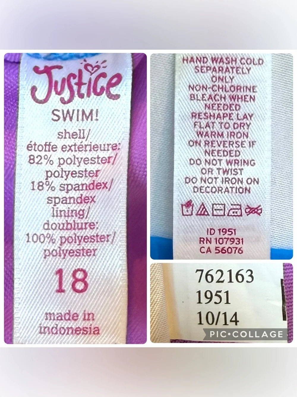 Justice girls swimsuit
