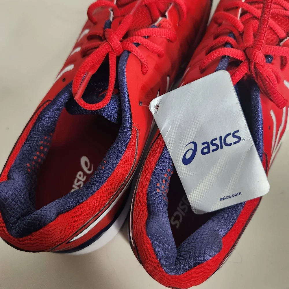 ASICS Mens Gel-Resolution 7 Tennis Shoe Red/White/Indigo Blue Size 15