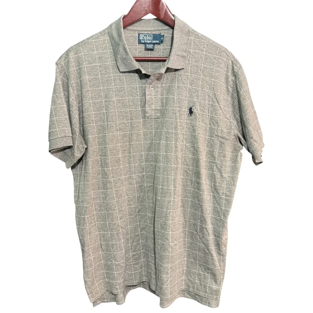 Polo Ralph Lauren Shirt Mens Medium Gray Window Paine Short Sleeve Y2K